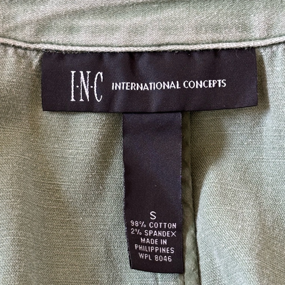 INC Women’s SZ S Vintage Cropped Blazer w/Ruffled Collar/Pockets/Cuffs LightSage - Picture 10 of 16